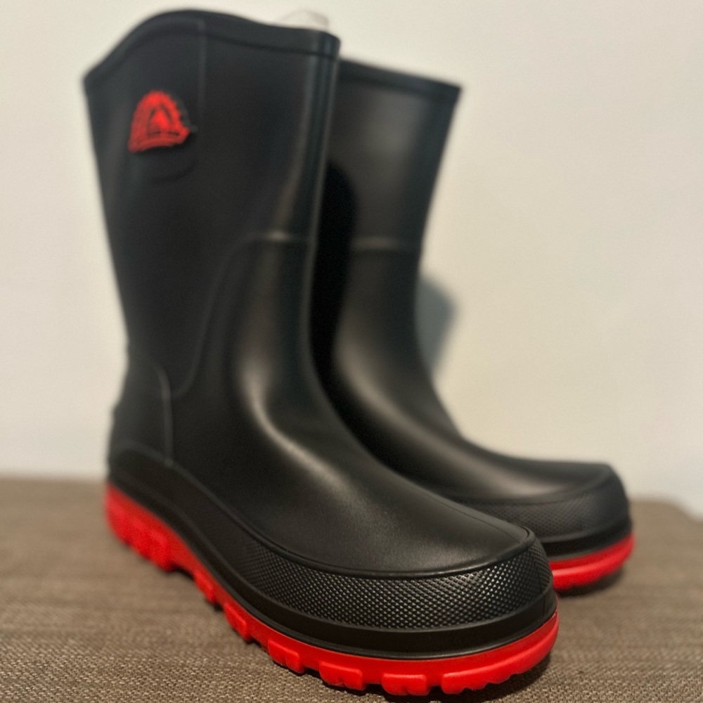 Black and Red Rubber Boots